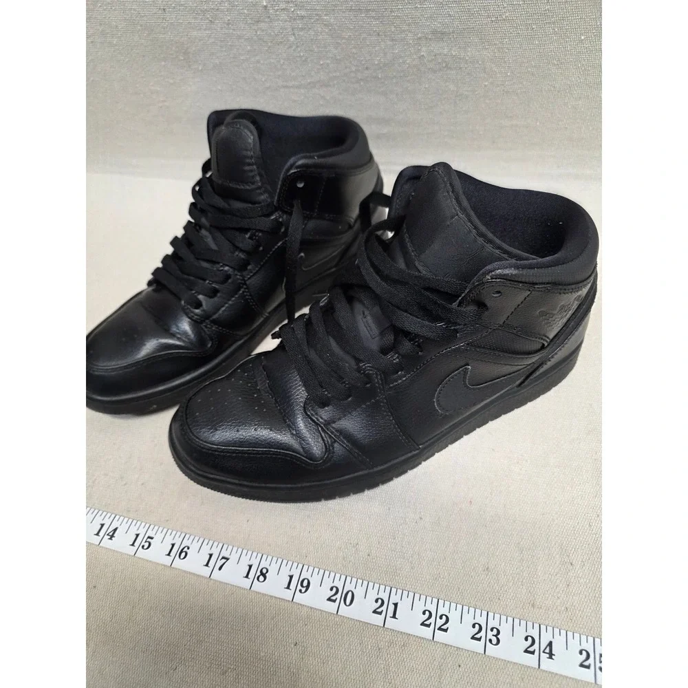 Nike Air Jordan 1‎ Mid Triple Black Mens Size 9.5 Sneakers 554724-030 2014
